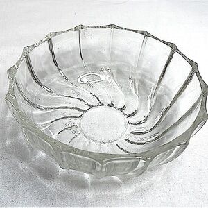 Vintage FEDERAL GLASS Clear Swirl Pattern Bowl